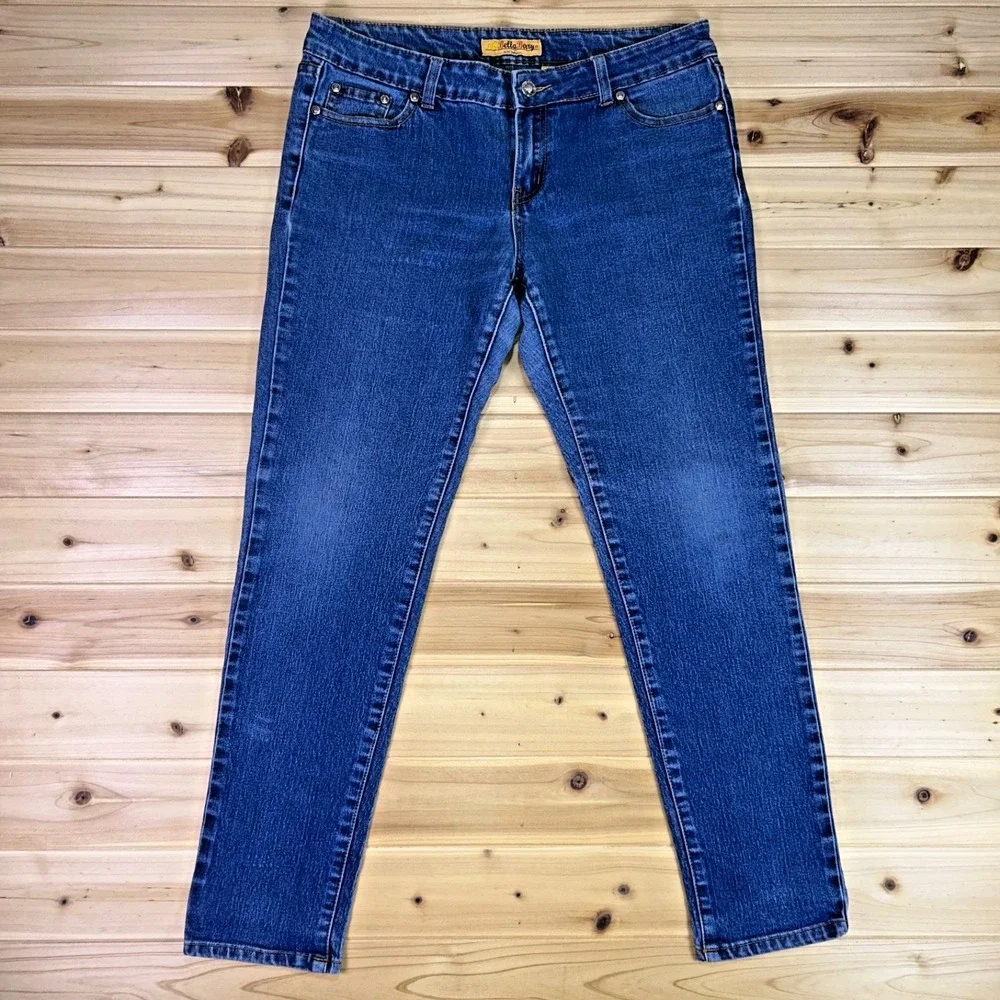 Bella Berry Jeans Womens 13 Skinny Low Rise Embroidered Denim Blue Jeans - Picture 1 of 11